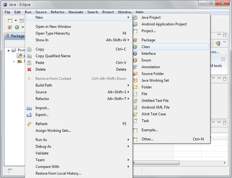 Pridávanie triedy Eclipse - IntelliJ IDEA / NetBeans / Eclipse - Pokročilá práce - IntelliJ IDEA / NetBeans / Eclipse - Pokročilá práce