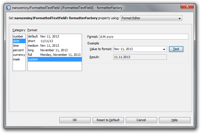 Nastavenie JFormattedTextField v Java Swing - Základy Java Swing