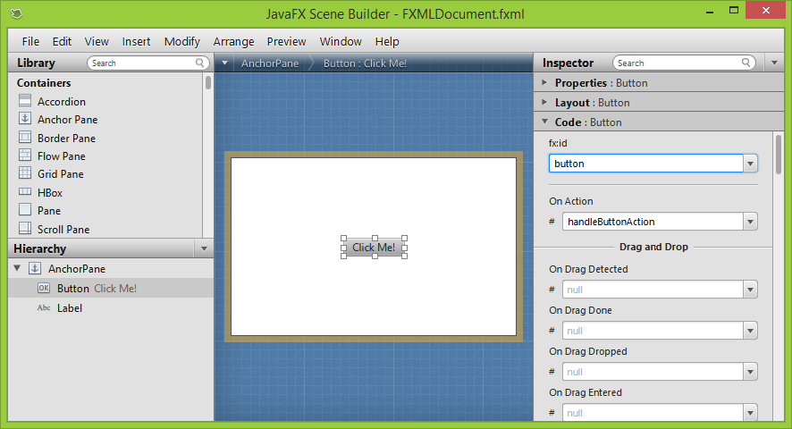 fxid v JavaFX Scene Builder - Okenné aplikácie v Java FX