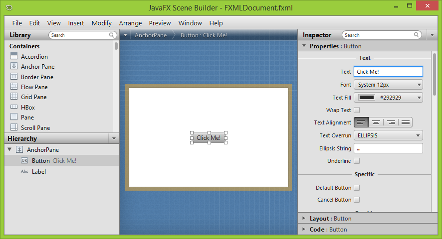 Vlastnosti tlačidla v JavaFX Scene Builder - Okenné aplikácie v Java FX