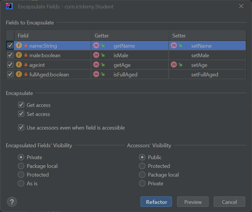 Automatické generovanie getterov a setterov v IntelliJ - Objektovo orientované programovanie v Jave