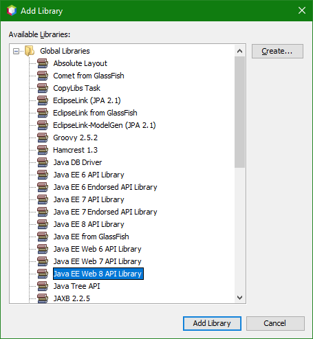 Pridanie potrebné Java EE Web 8 API knižnice - Java Enterprise Edition (JEE)