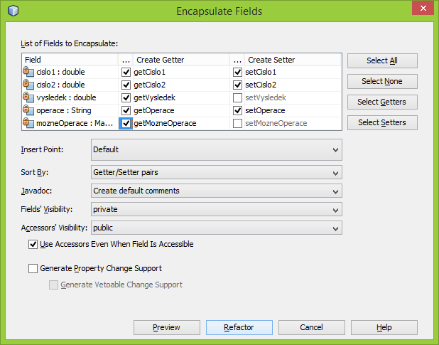 Generovanie Getter a setter v NetBeans IDE - Java Enterprise Edition (JEE)