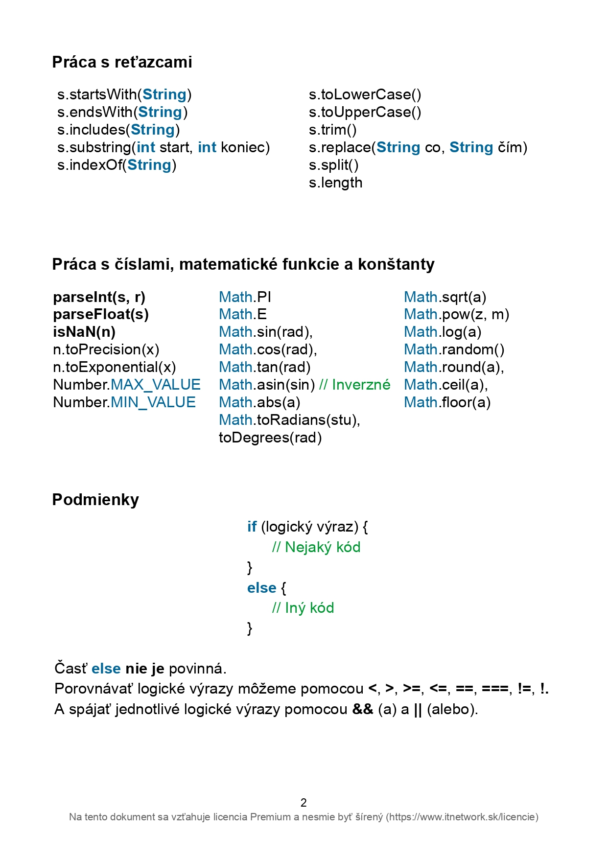 Základné konštrukcie jazyka JavaScript