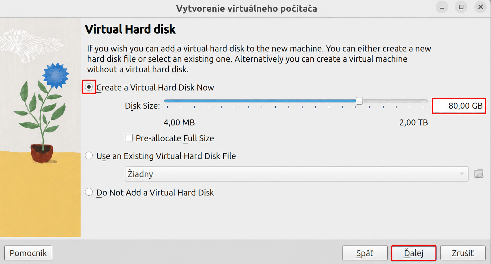 Vytvorenie virtuálneho disku - Základy Linuxu