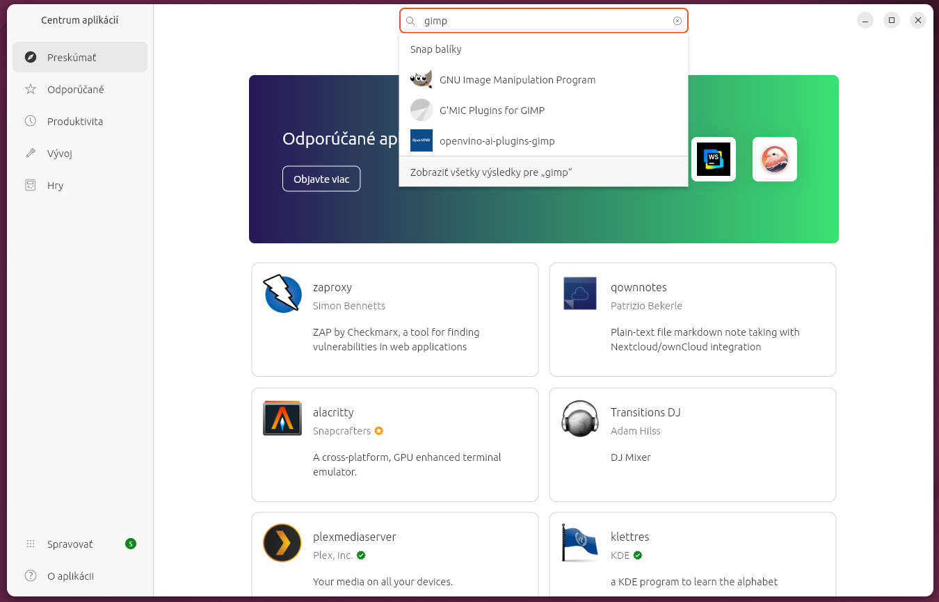 Centrum aplikácií v Ubuntu - Základy Linuxu