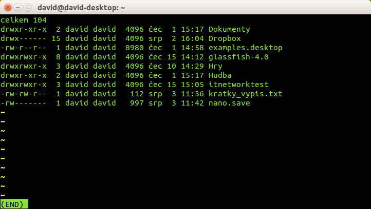 Prepojenie less pomocou rúry s príkazom ls v Linuxe - Základy Linuxu