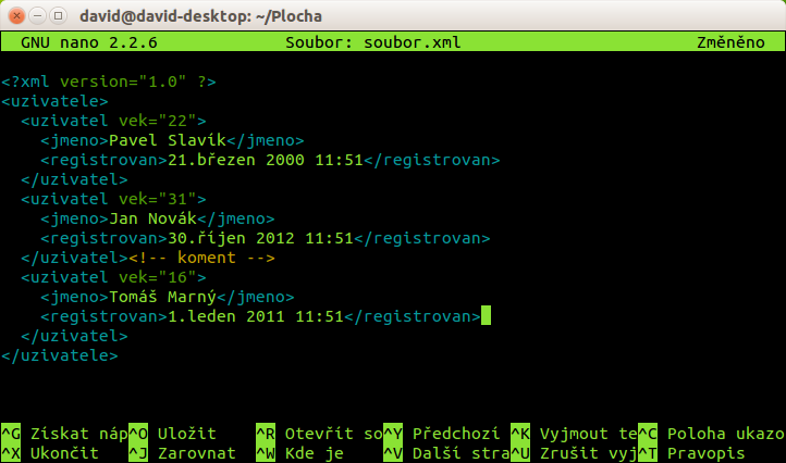Zobrazenie textového súboru pomocou nano v Bashi - Základy Linuxu
