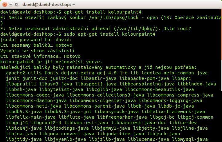 Inštalácia balíka v termináli Linuxe pomocou sudo a apt-get - Základy Linuxu