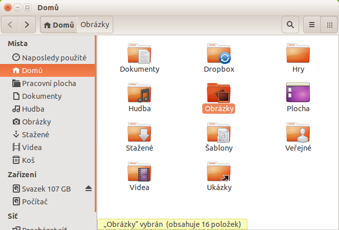 Domovská zložka v Nautile - Základy Linuxu