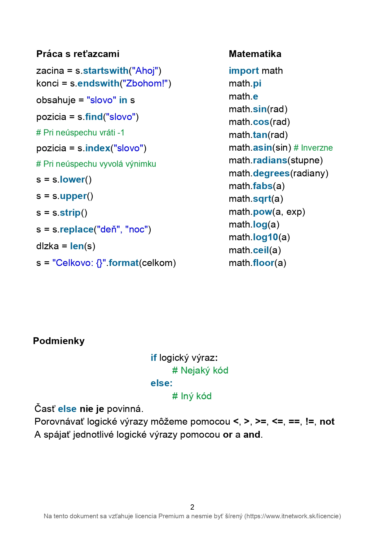Základné konštrukcie jazyka Python