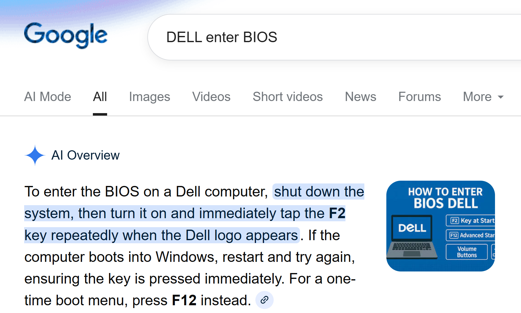 Vstup do BIOSu pre počítače DELL
