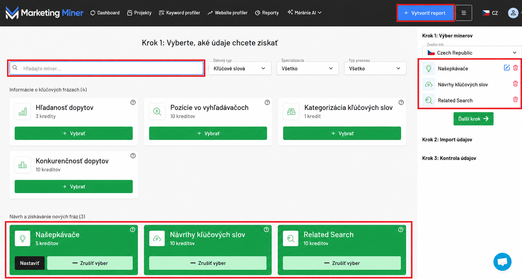 Návrhy kľúčových slov v Marketing Mineri - Ako písať moderné web (HTML a CSS)