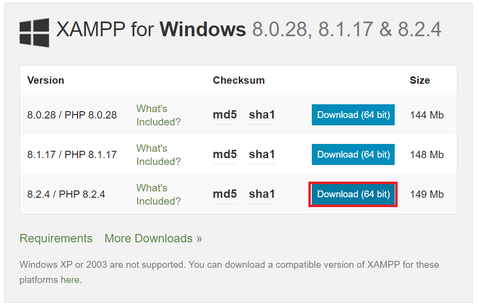 Stiahnutie inštalačného balíčka XAMPP pre Windows - MySQL databázy krok za krokom