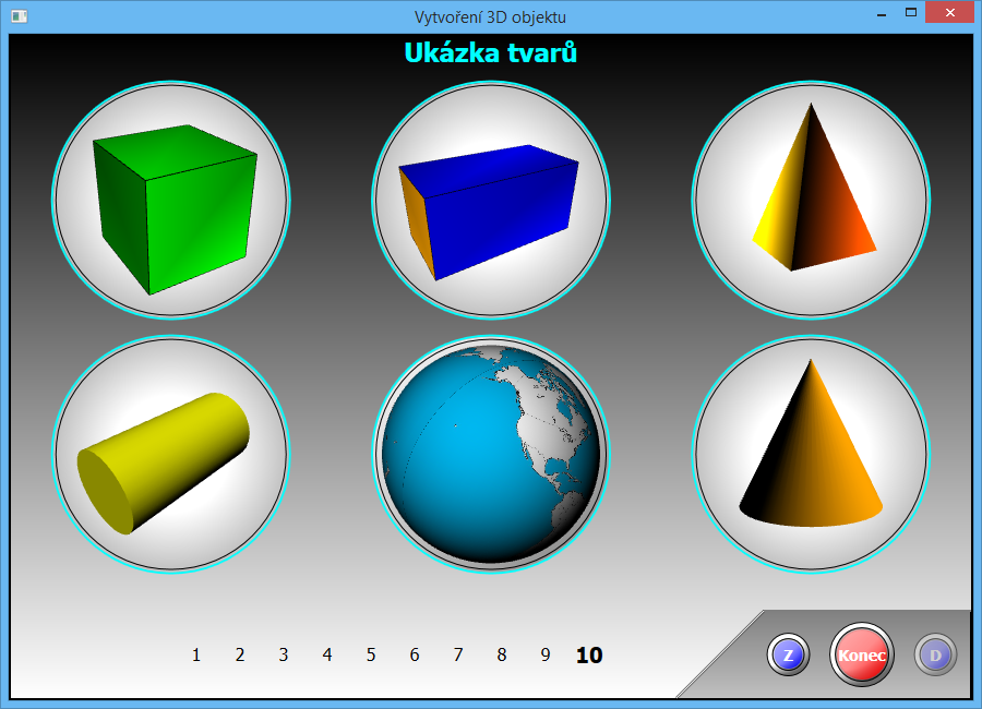 Ukážka vykreslenie 3D tvarov v C# .NET WPF