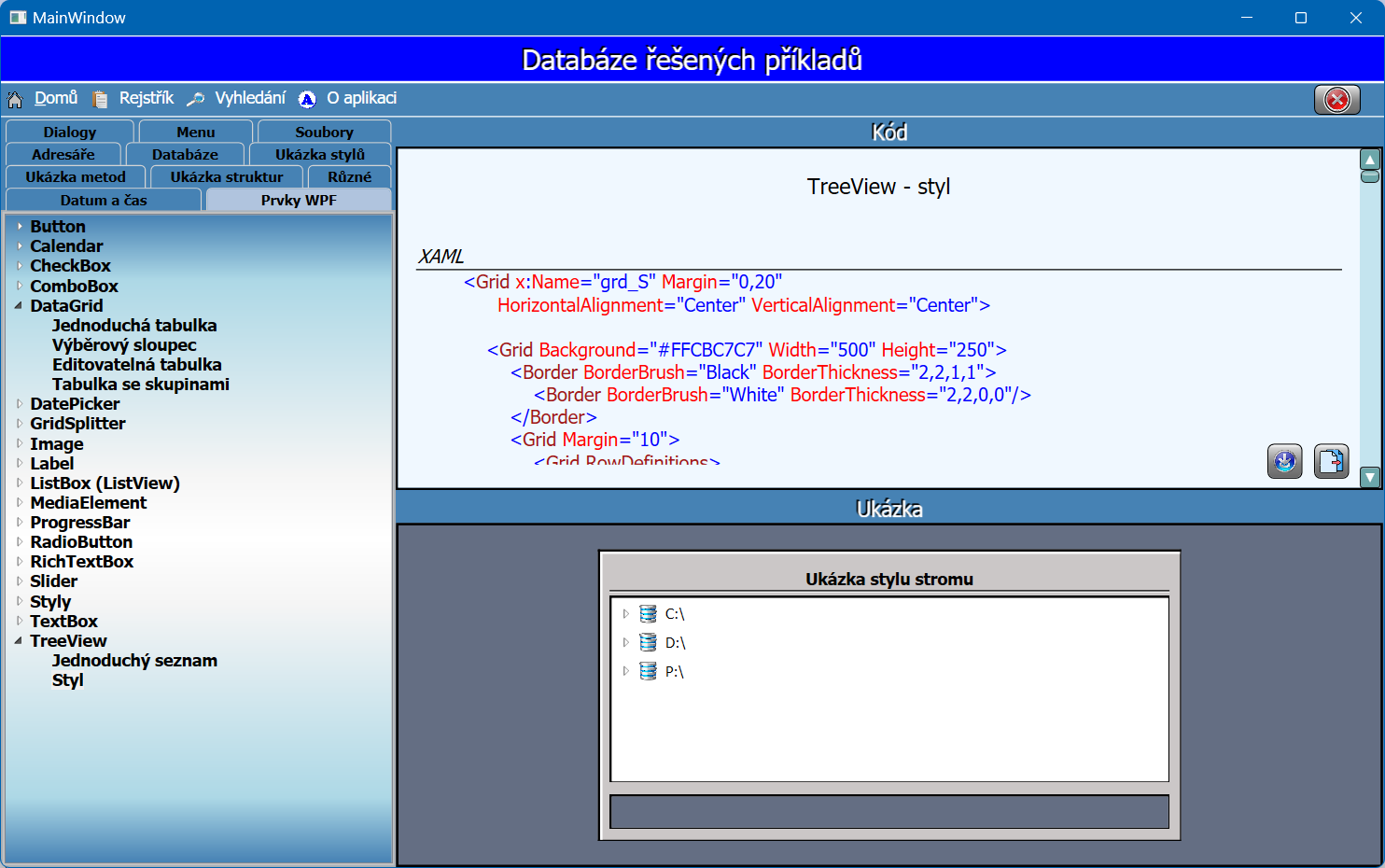 Zdrojákoviště C # .NET - Okenné aplikácie WPF