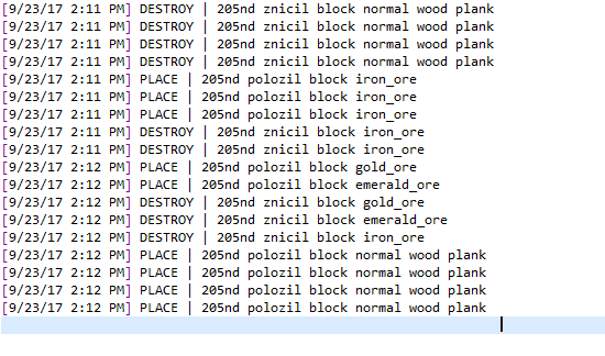 výsledok logovanie - Skript - Minecraft modding bez Javy