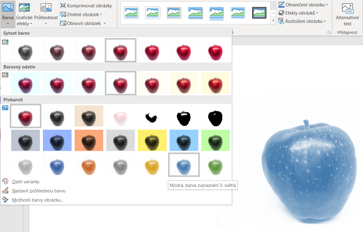 Úprava farby obrázku v Microsoft PowerPoint - Základy Microsoft PowerPoint