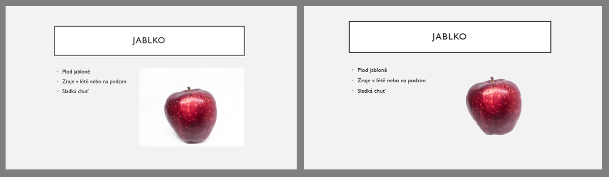 Porovnanie obrázka s nepriehľadným a priehľadným pozadím v Microsoft PowerPoint - Základy Microsoft PowerPoint