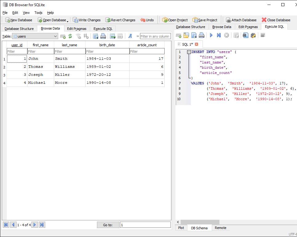 Používatelia v tabuľke SQLite - SQLite databáza krok za krokom