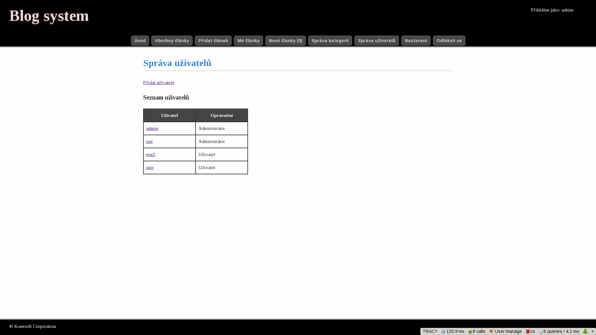 Administrácia používateľov v Nette a Doctrine CMS - Cms v Nette a Doctrine 2