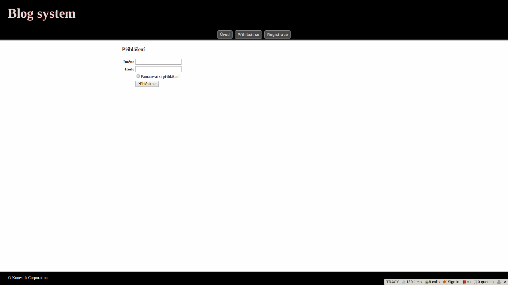 Prihlásenie používateľa v v Nette Doctrine CMS