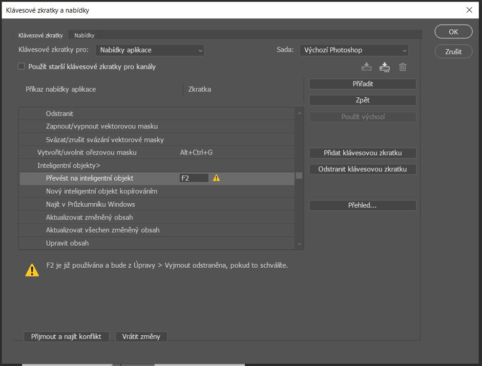 Klávesové skratky - Tvorba webové šablóny v Adobe Photoshop