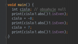 Dynamic, var, null a null aware operátormi