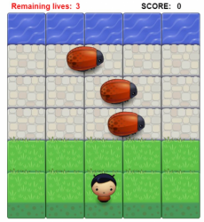 Arkádová hra Chrobáky v JavaScripte