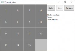 15 puzzle solver v C # .NET WPF