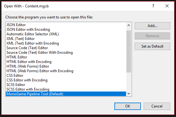 Otvoriť v výber - C # - Tvorba hier v MonoGame