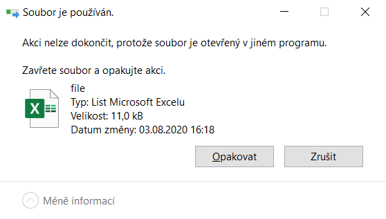 Hlásenie Windows 10 o chybe pri práci so súborom - User Experience (UX)