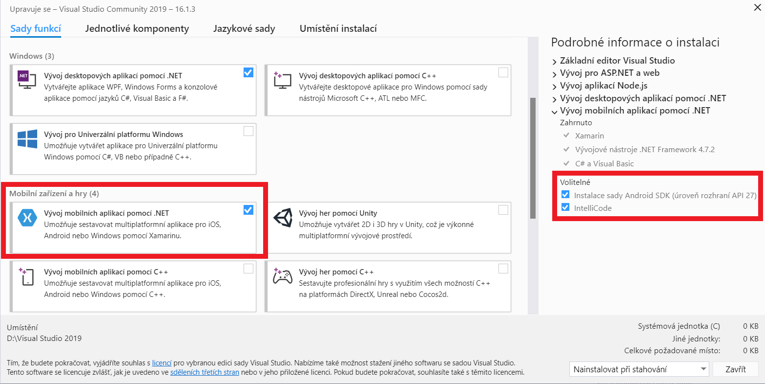 Inštalácia Visual Studia - Tvorba mobilných aplikácií v Xamarin a C # .NET