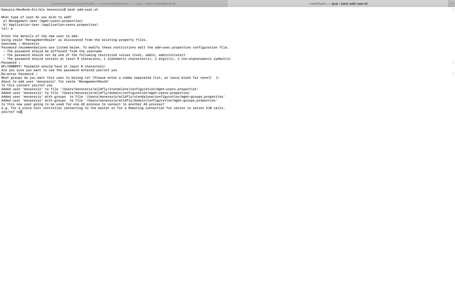 pridanie používateľa - Java Enterprise Edition (JEE)
