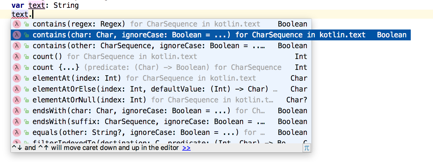 Kotlín autocomplete v IntelliJ IDEA - Základné konštrukcie jazyka Kotlin