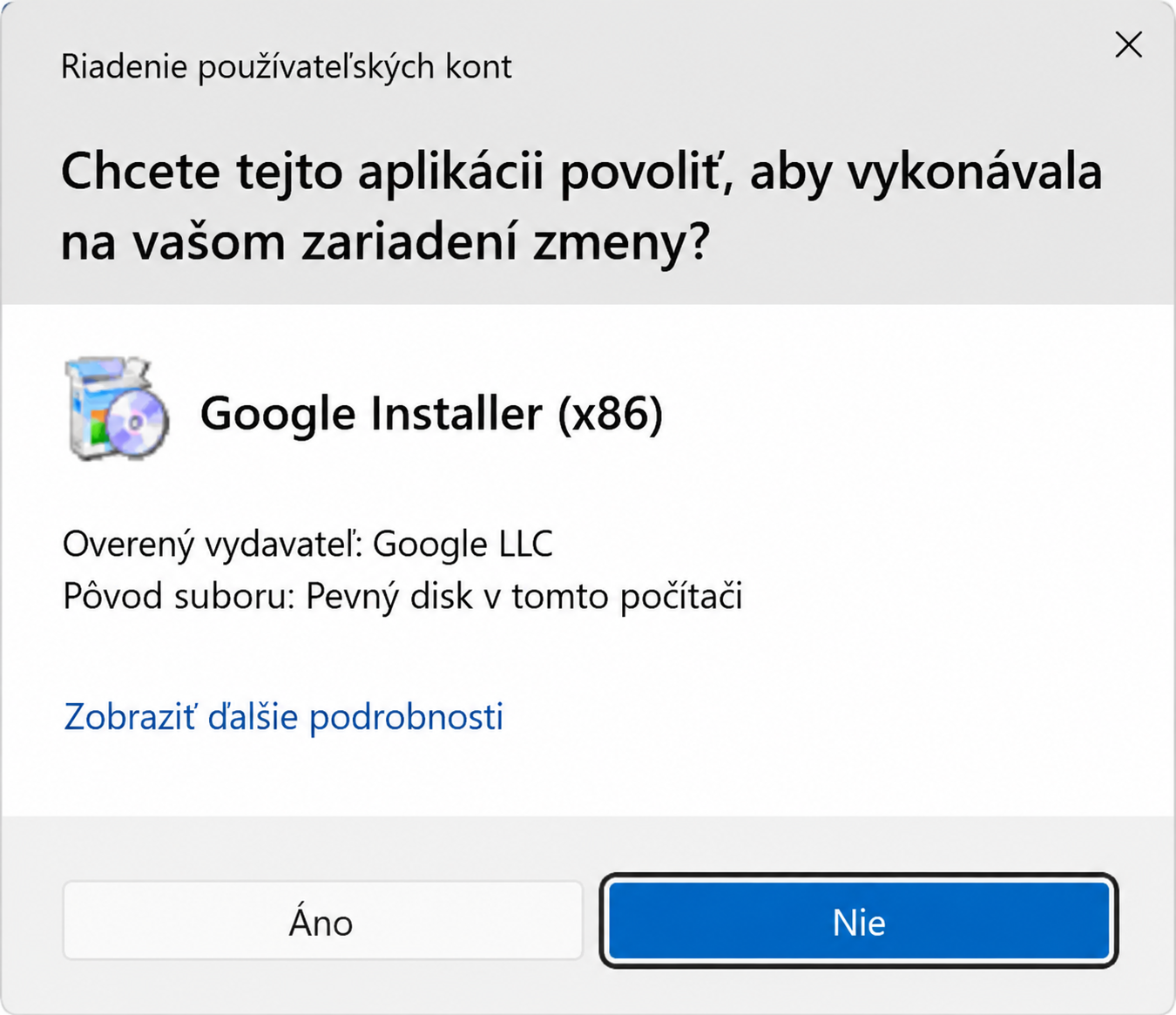 Inštalátor Google Chrome - Základy Windows