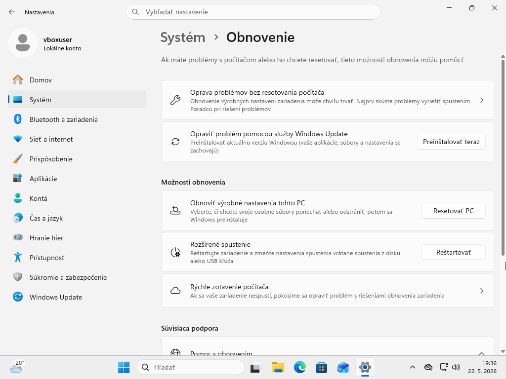 Reset Windows do továrenského nastavenia - Základy Windows