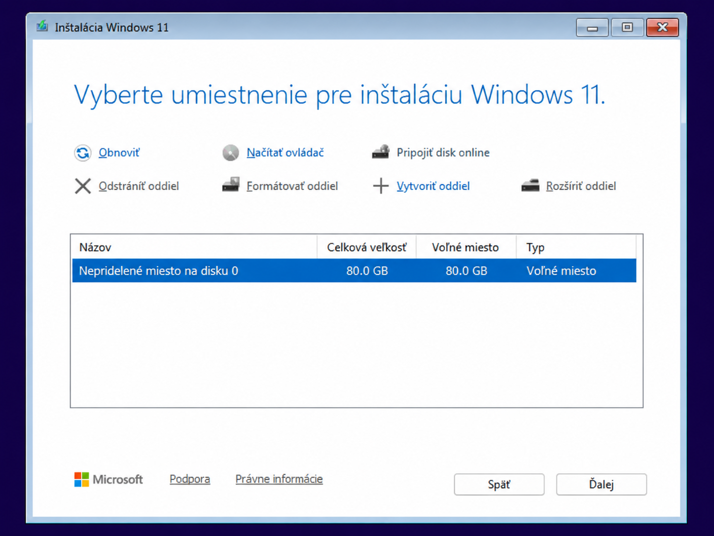 Umiestnenie pre inštaláciu - Základy Windows