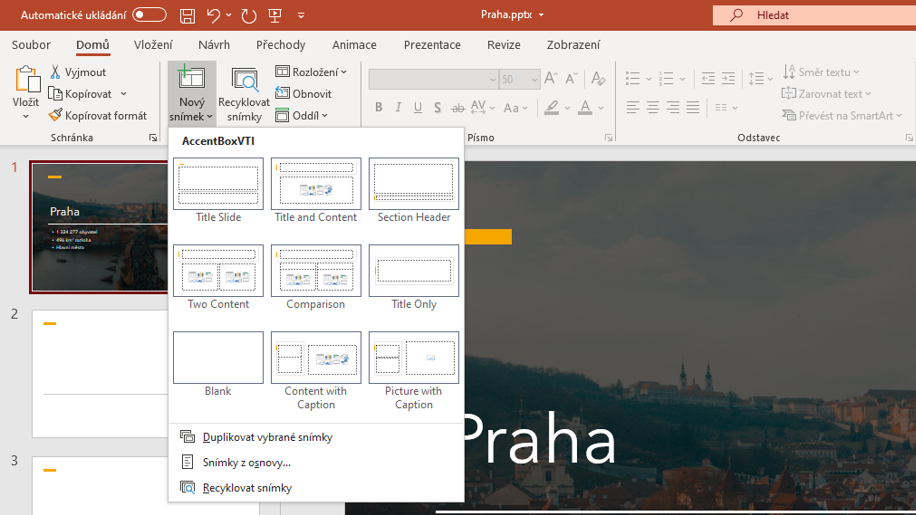 Nástroj Nová snímka - Základy Microsoft PowerPoint
