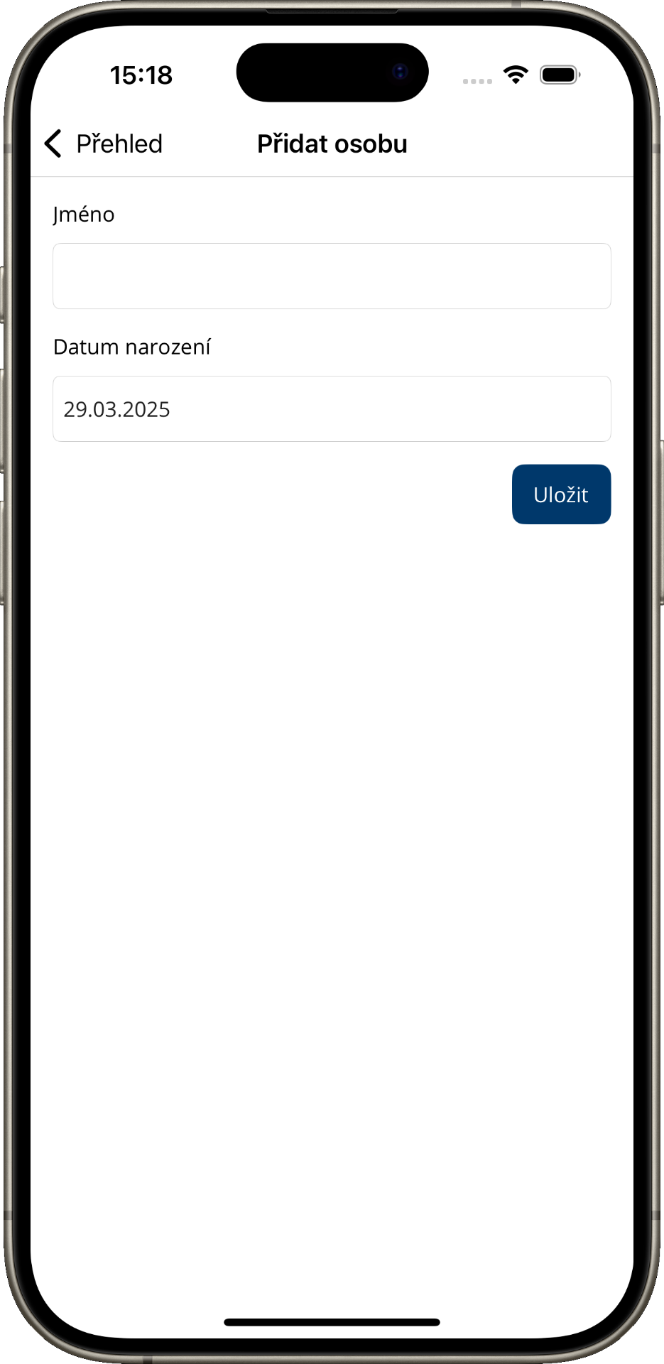 Stránka pro přidání osoby na iOS - .NET MAUI - Multiplatformné aplikácie v C# .NET