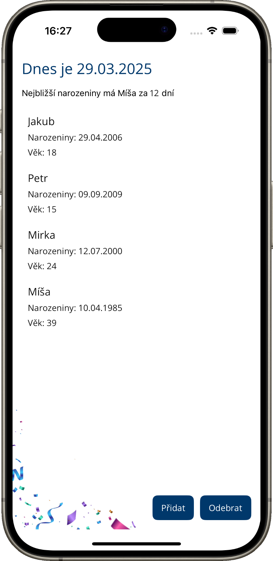 Hlavní stránka na iOS - .NET MAUI - Multiplatformné aplikácie v C# .NET