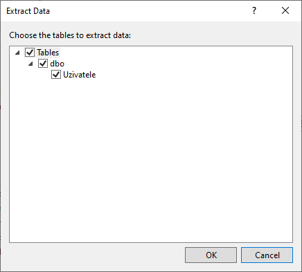 Extract Data dialóg - MS-SQL databázy krok za krokom