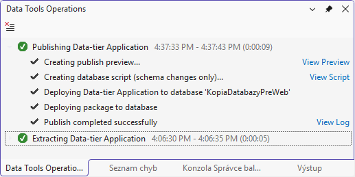Data Tools Operations - MS-SQL databázy krok za krokom