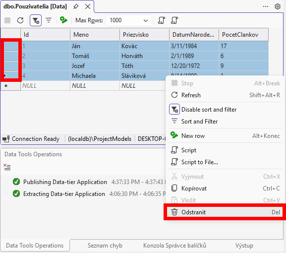 Delete - MS-SQL databázy krok za krokom