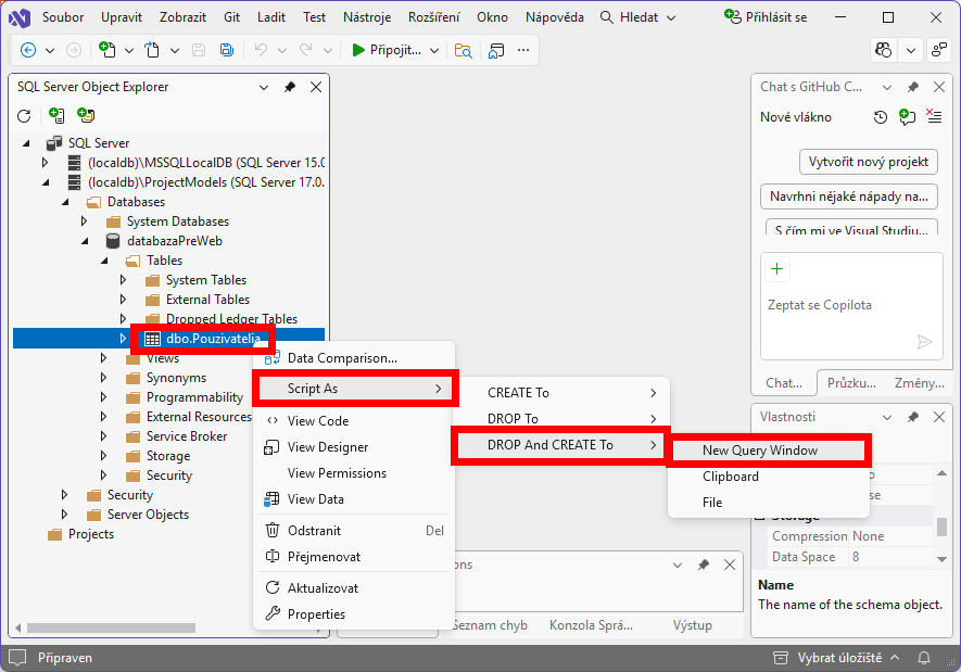 DROP AND CREATE To - MS-SQL databázy krok za krokom
