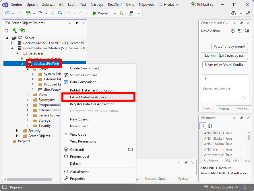Extract Data-tier Application… - MS-SQL databázy krok za krokom