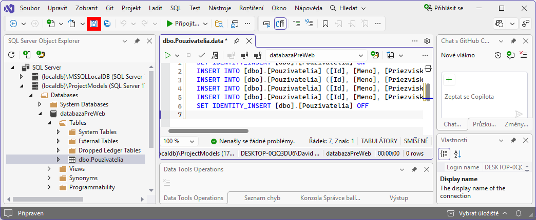 Uloženie SQL súboru - MS-SQL databázy krok za krokom