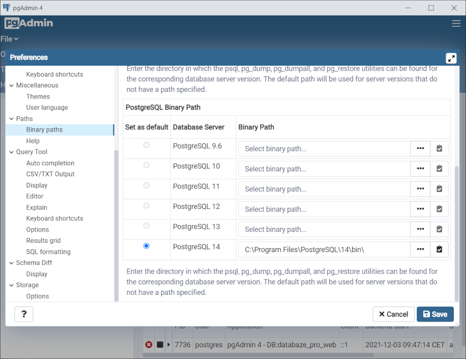 Preferences - PostgreSQL databázy krok za krokom