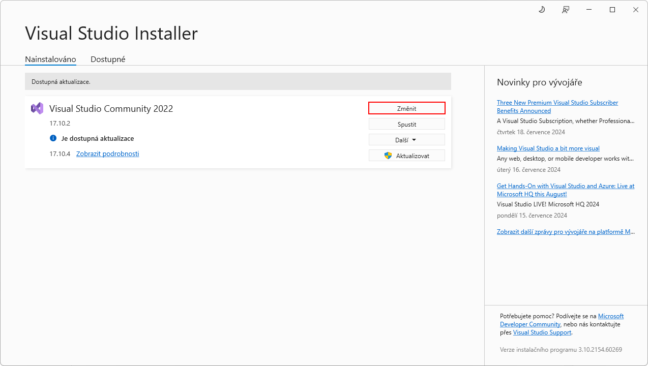 Visual Studio Installer - WinUI 3 - Okenné aplikácie v C# .NET - WinUI 3 - Okenné aplikácie v C# .NET
